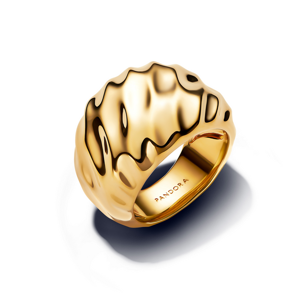 Pandora Essence Gold Plated Geribbelde Statement Ring 163884C00