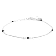 Karma 925 Sterling Silver Tiny Onyx Bracelet 94124S (Length: 16.50 - 19.00 cm)
