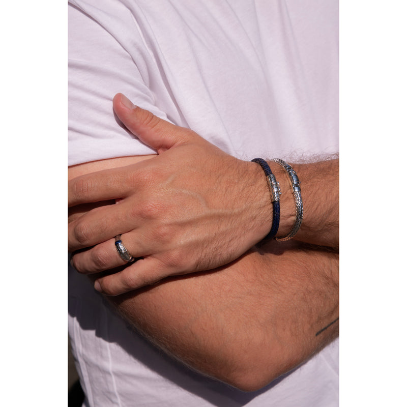 Buddha to Buddha Ellen 925 Sterling Zilveren Blauwe Leren Armband BTB149BU-F-zoom-