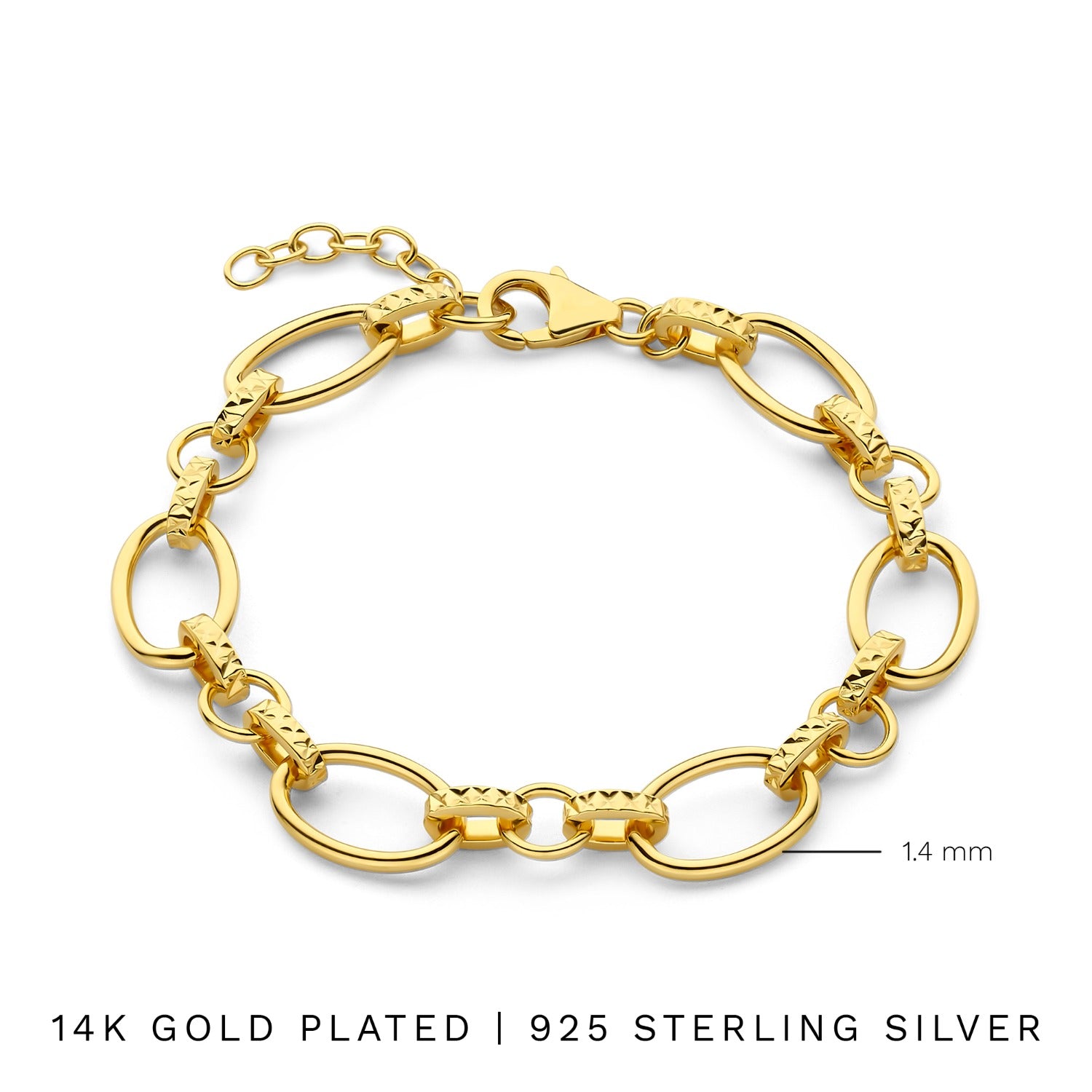 Parte Di Me Bibbiena Poppi Clara 925 Sterling Silver Gold Plated Link Bracelet PDM32140