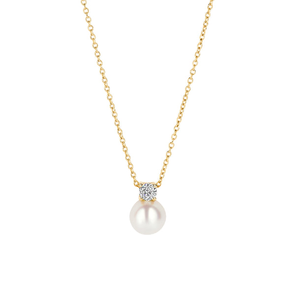 Ketting met hanger van Parel en Zirkonia 14k goud
