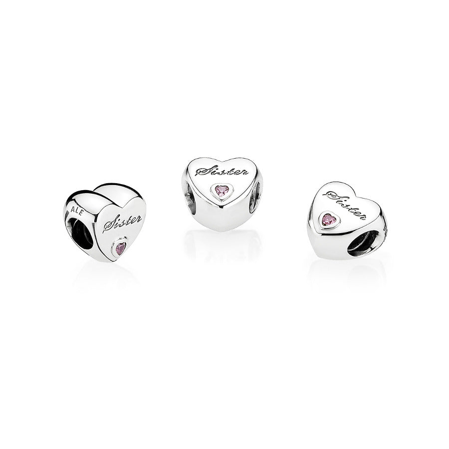 Pandora Silver Zuster Hart Charm 791946PCZ