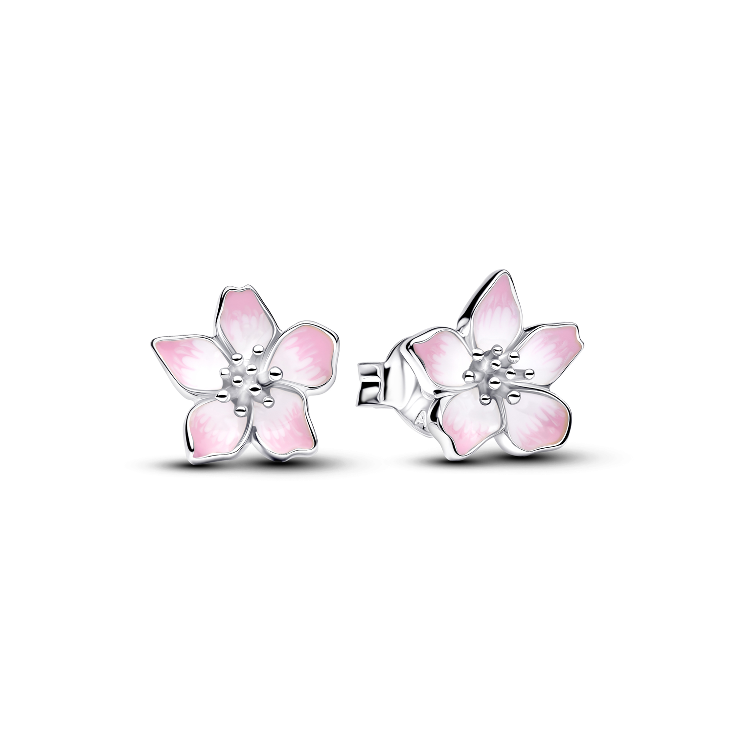 Pandora Moments 925 Sterling Silver Enamel Pink Cherry Blossom Stud Earrings 294370C01