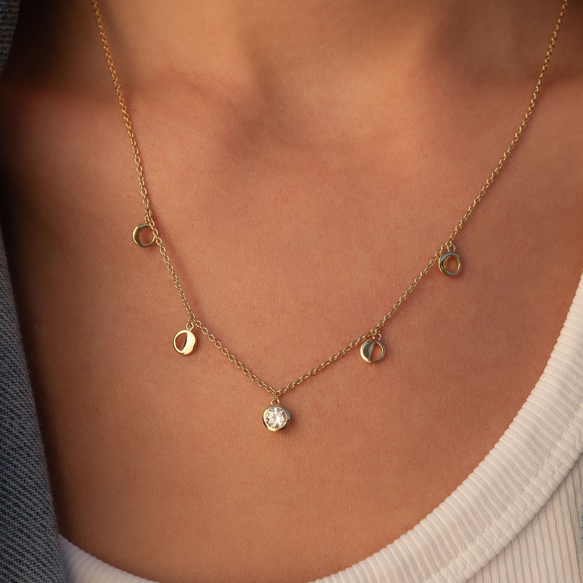 Violet Hamden Luna 925 Sterling Silver Gold Plated Necklace VH340040