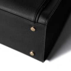 Isabel Bernard Honoré Nadine black calfskin leather handbag with 13 inch laptop compartment IB25110-001-13
