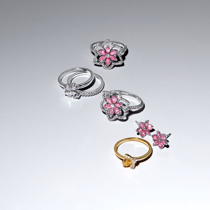 Pandora Timeless Herbarium Sprankelende Roze Bloemen Oorknoppen 292633C02-zoom-