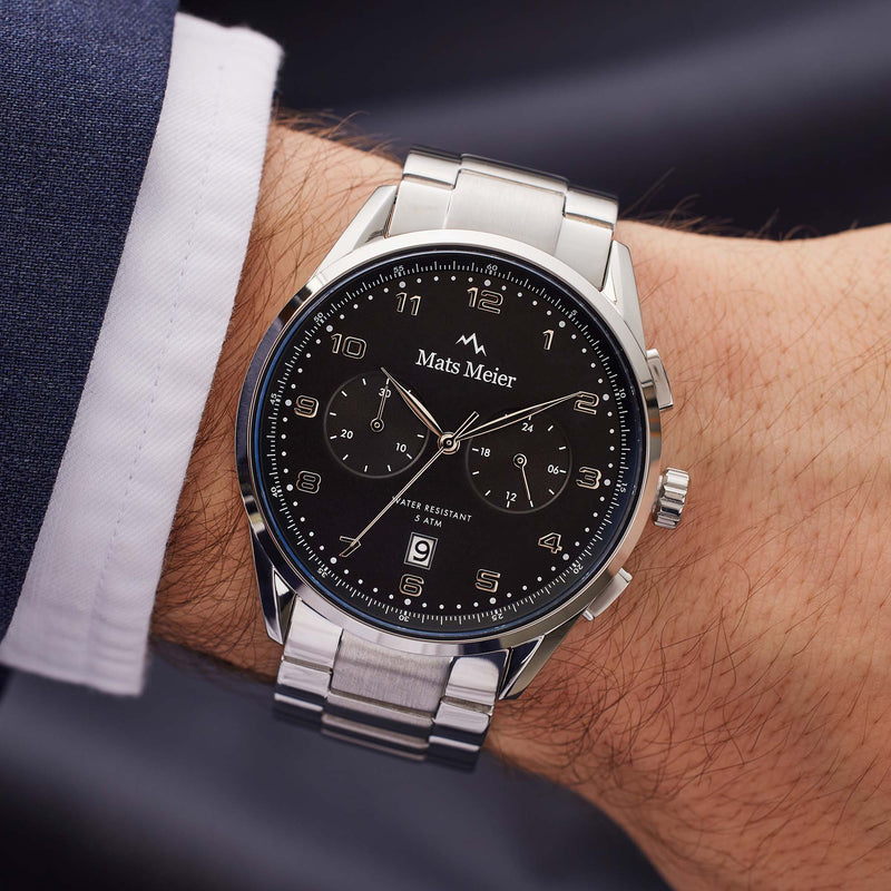 Mats Meier Mont Vélan Chrono Zwart/Zilverkleurig horloge MM10004-zoom-