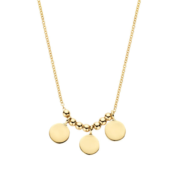 Ketting met bolletjes en plaatjes 14k goud