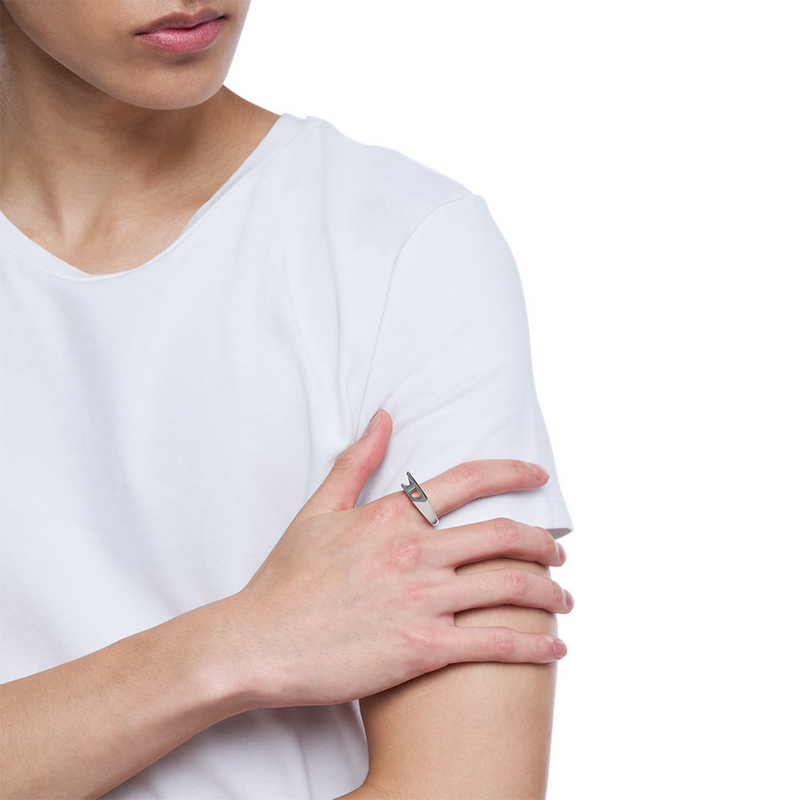 Diesel D Logo Silver Stainless Steel Ring DX16380407-zoom-