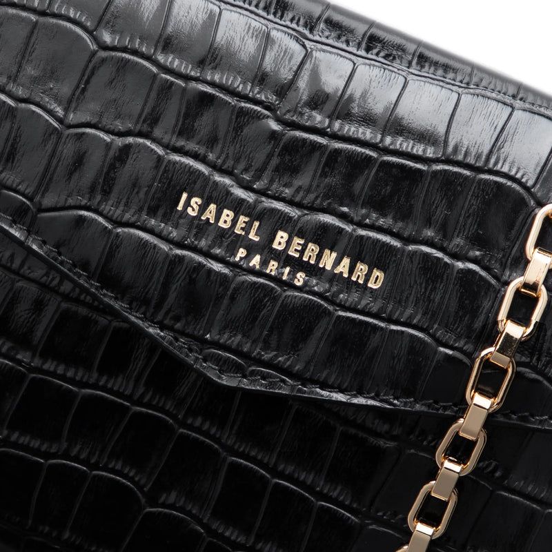 Isabel Bernard Honoré Lina Croco Zwarte Clutch Met Afneembare Schouderketting IB21135-201-zoom-