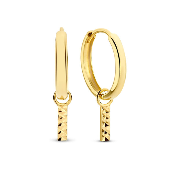 Rivoli Laura 14 karaat gouden oorringen met diamond cut staafje