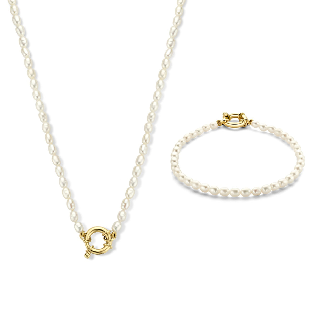 Isabel Bernard Cadeau d'Isabel 14 karat gold necklace and bracelet gift set with freshwater pearls IB90174