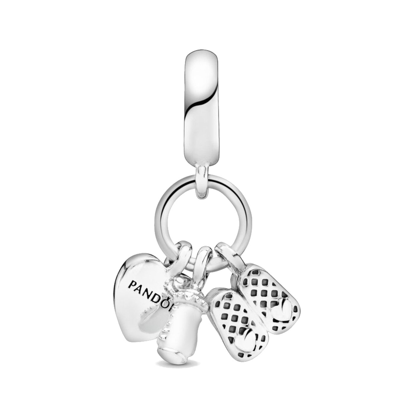 Pandora Moments 925 Sterling Silver Shoes Baby Bottle And Heart Charm 798106CZ