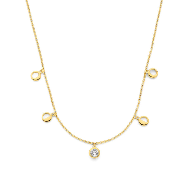 Violet Hamden Luna 925 Sterling Zilveren Gold Plated Ketting met Manen en Witte Zirkonia Steentje VH340040
