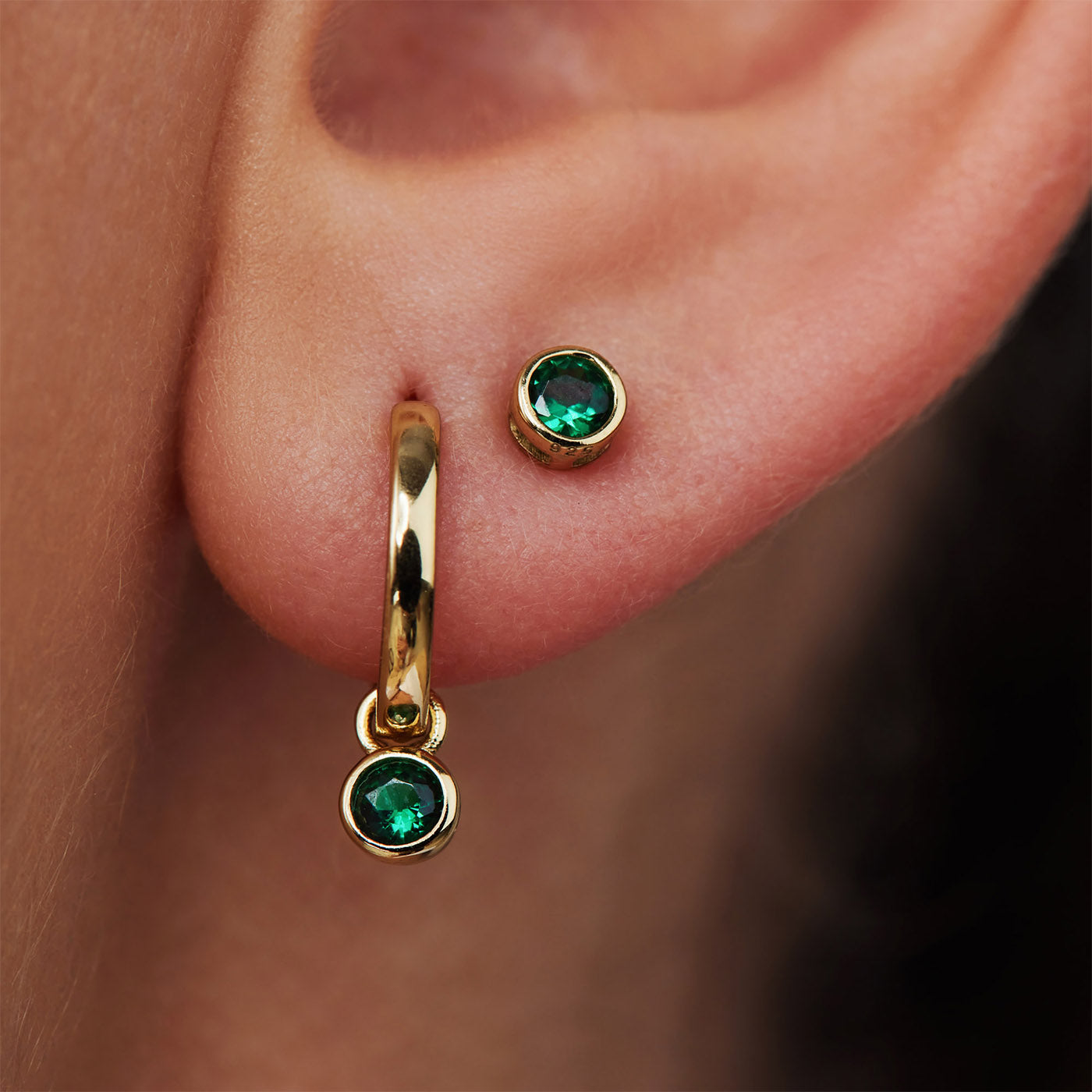 Violet Hamden Venus 925 Sterling Silver Gold-coloured Hoop Earrings with Birthstone VH360015-JUL