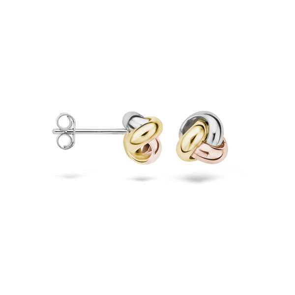 Knoop oorbellen knopjes 14k bicolor goud