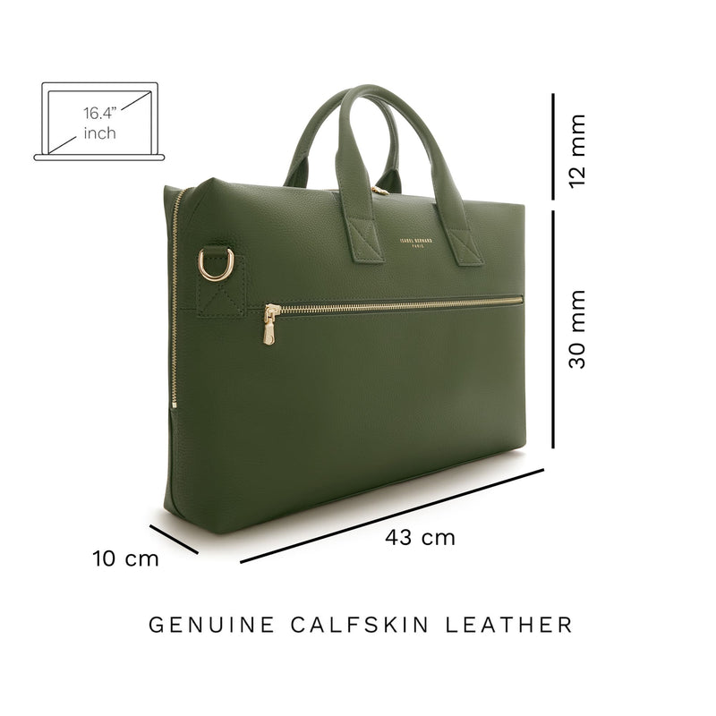 Isabel Bernard Honoré Anique Groene Kalfsleren Handtas IB25061-zoom-