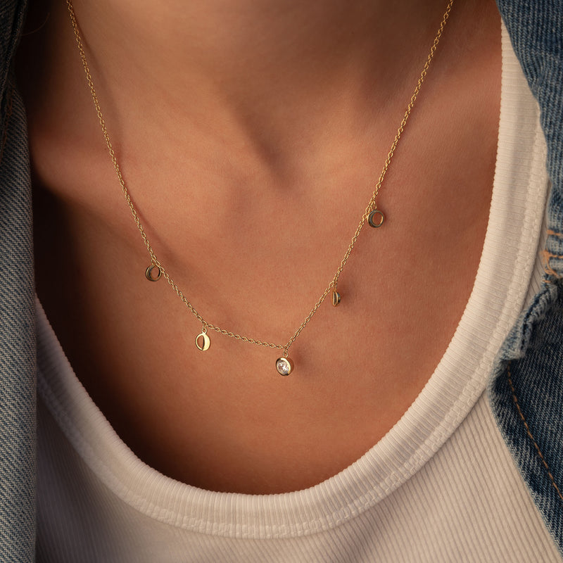 Violet Hamden Luna 925 Sterling Zilveren Gold Plated Ketting met Manen en Witte Zirkonia Steentje VH340040-zoom-