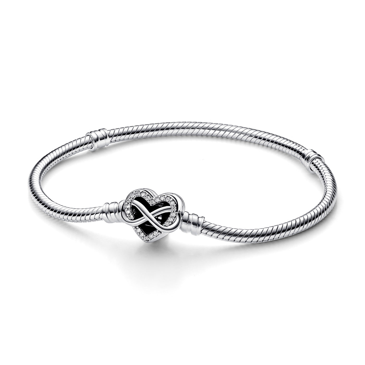 Pandora Moments 925 Sterling Silver Sparkling Infinity Heart Clasp Bracelet 592645C01-21