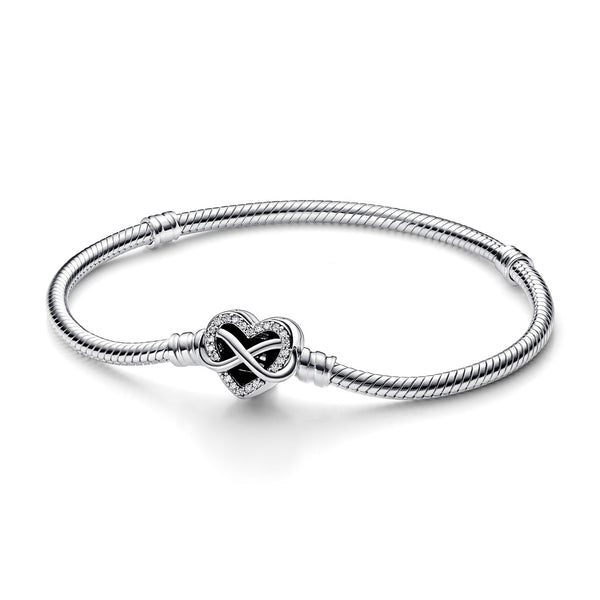 Pandora Moments 925 Sterling Silver Sparkling Infinity Heart Clasp Bracelet 592645C01-21