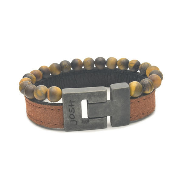 Josh Cognac Natural Stone Bracelet 25039VB/CGNC/LME