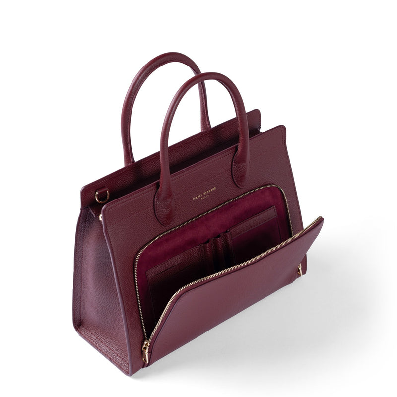 Isabel Bernard Honoré Nadine bordeauxrode kalfsleren handtas met 13 inch laptopvak IB25110-052-13-zoom-