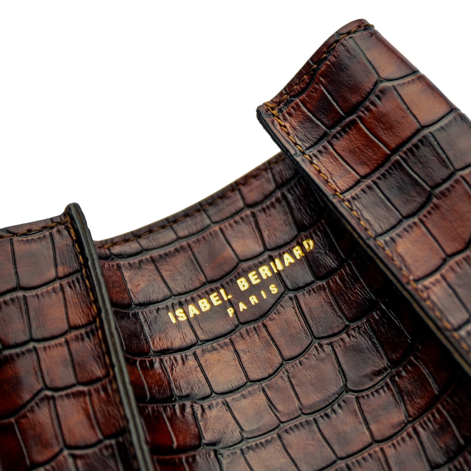 Isabel Bernard Femme Forte Minette Croco Brown Calfskin Leather Handbag IB21114-230