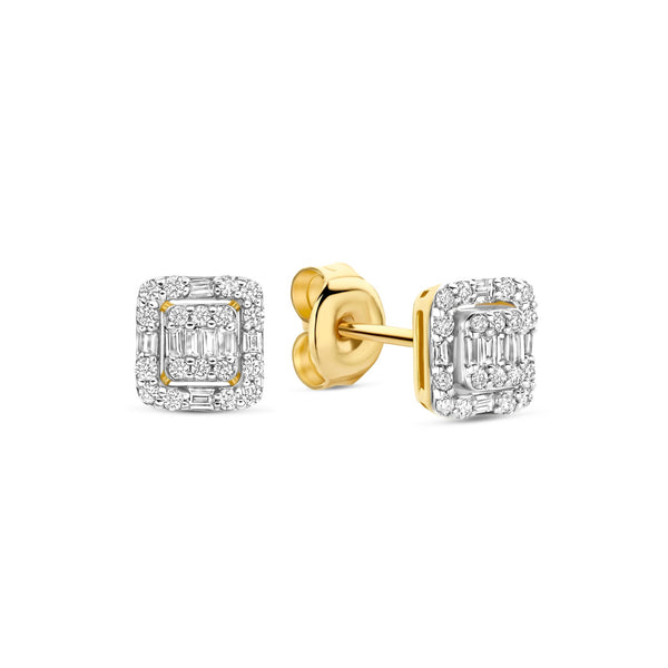 De la Paix Elena 14 karaat gouden oorknoppen met diamant 0.25 karaat