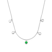 Violet Hamden Luna 925 Sterling Zilveren Ketting met Manen en Groene Zirkonia Steentje VH340041