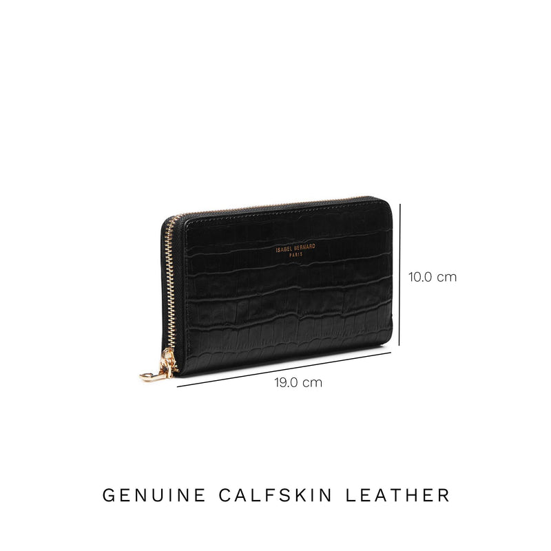 Isabel Bernard Honoré Léa Zwarte Croco Ritsportemonnee IB23007-zoom-