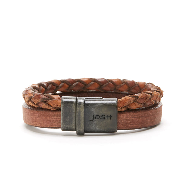 Josh Vintage Black Cognac Armband 09264-BRA-VB/COGNAC/L