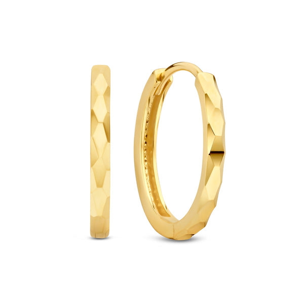 Beloro Jewels Quadrilatero d'Ora Marina 9 karaat oorringen met diamond cut BO360091