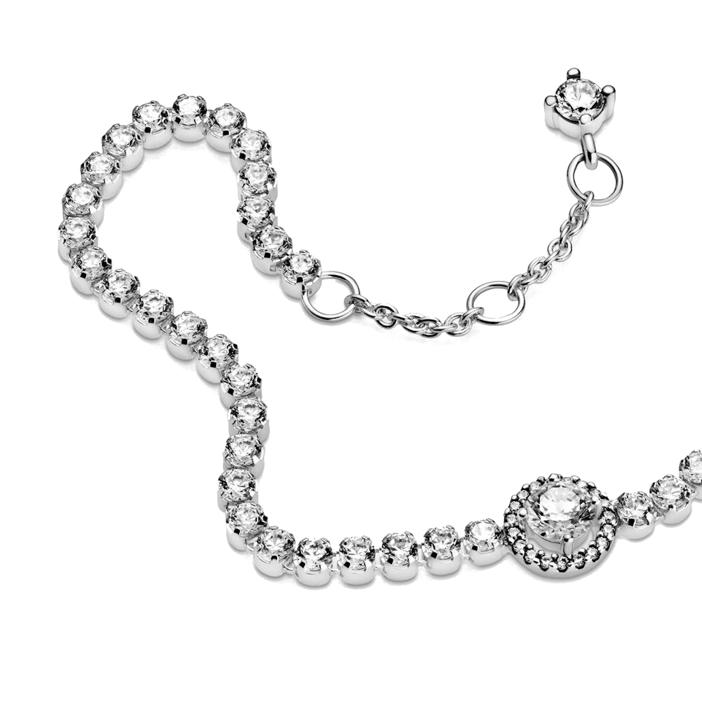 Pandora Timeless 925 Sterling Silver Sparkling Halo Tennis Bracelet 599416C01-16