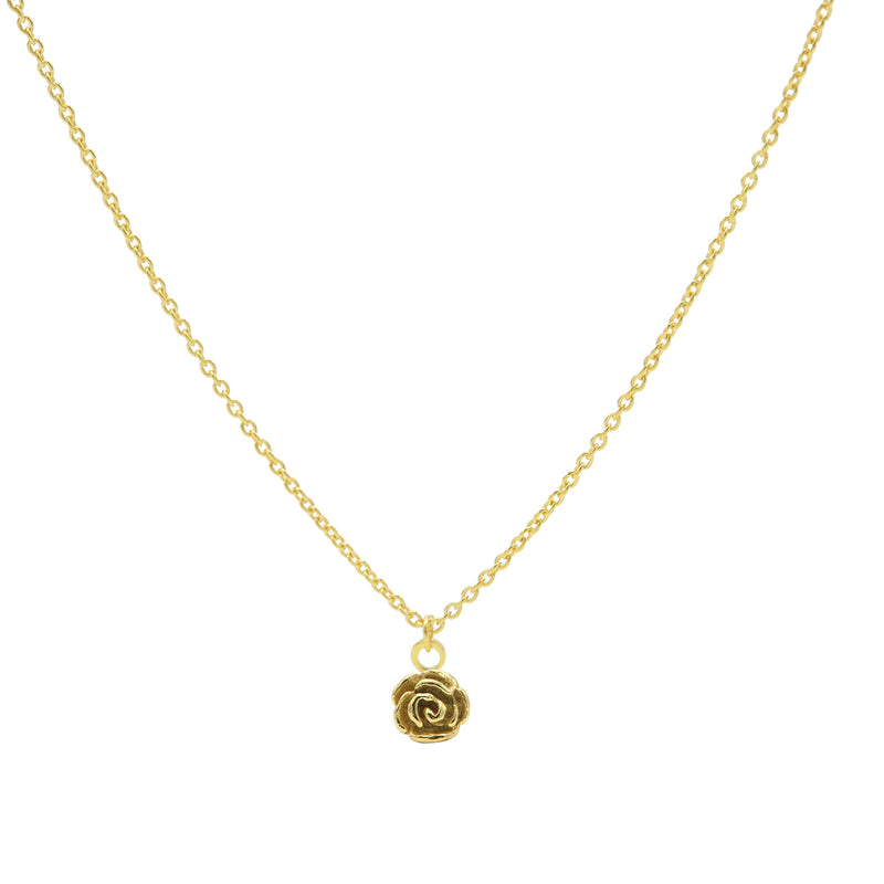 Karma 925 Sterling Silver Flower Gold-coloured Necklace T235 (Length: 38.00-45.00 cm)-zoom-