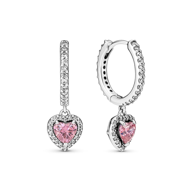 Pandora Timeless 925 Sterling Silver Sparkling Halo Heart Hoop Earrings 291445C01-zoom-