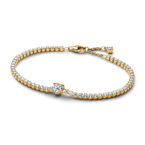 Pandora Classic Stone Gold coloured Hearts Bracelet 560041C01