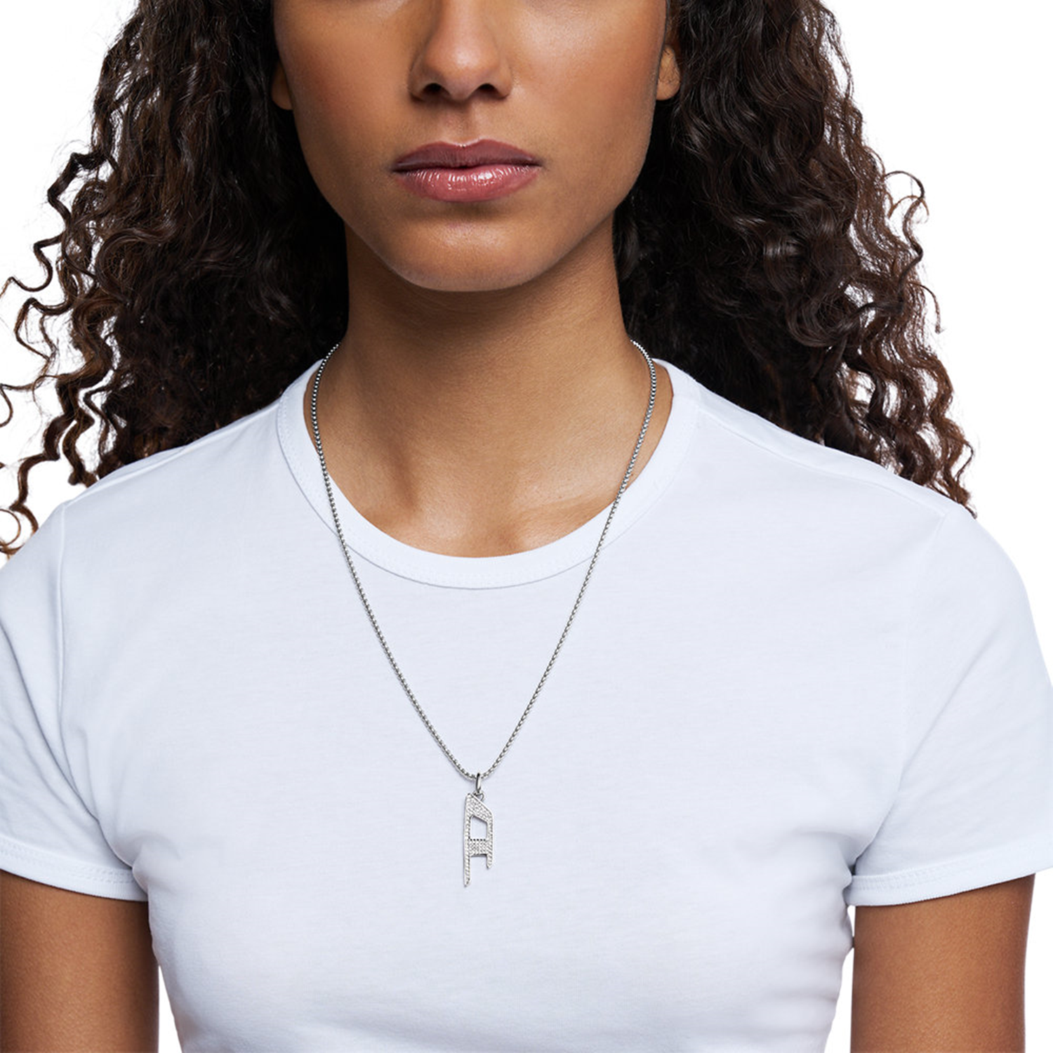 Diesel D Logo Silver Stainless Steel Necklace DX1624040