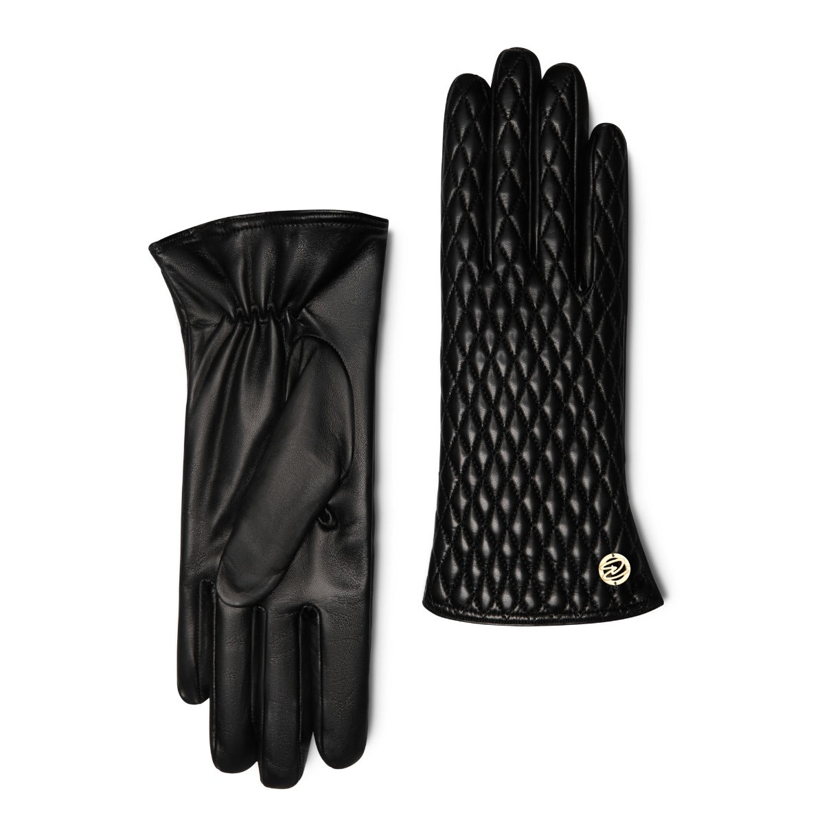 Isabel Bernard Honoré Rosette black goatskin leather gloves IB67002-301-6.5