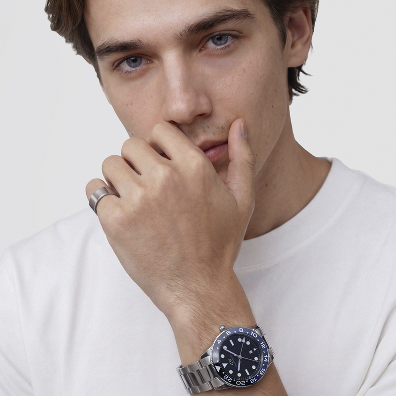 Daniel Wellington Iconic Link Zwart Blauwe Keramische Bezel Herenhorloge DW00100921-zoom-