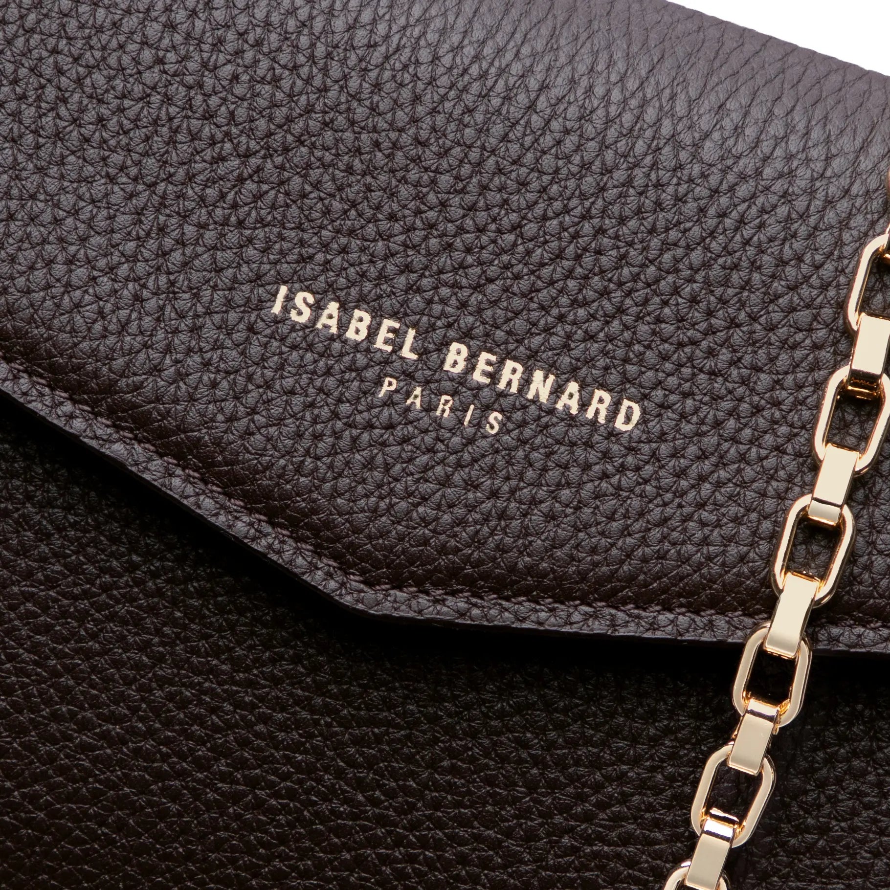 Isabel Bernard Honoré Lina Dark Brown Clutch With Detachable Shoulder Chain IB21135-031