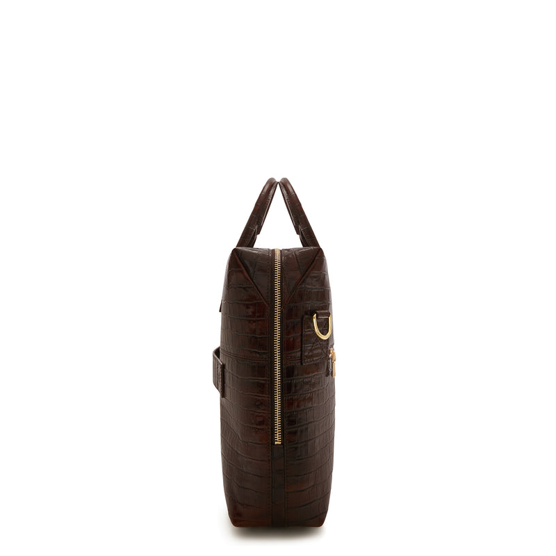 Isabel Bernard Honoré Anique Croco Bruine Kalfsleren Handtas IB25073-zoom-