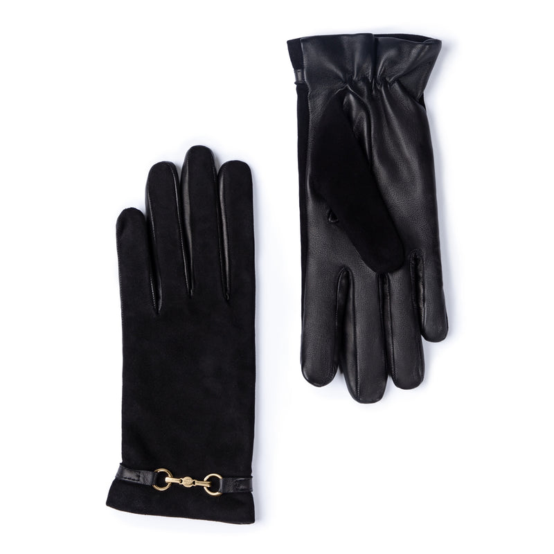 Isabel Bernard Isabel Bernard Honoré Marcelia zwarte suède leren handschoenen van geitenleer IB67001-101-7.5-zoom-