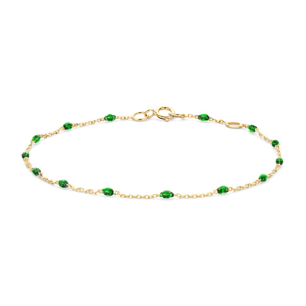 Armband met Heldergroene Resin ⌀ 0.7 mm 14k goud