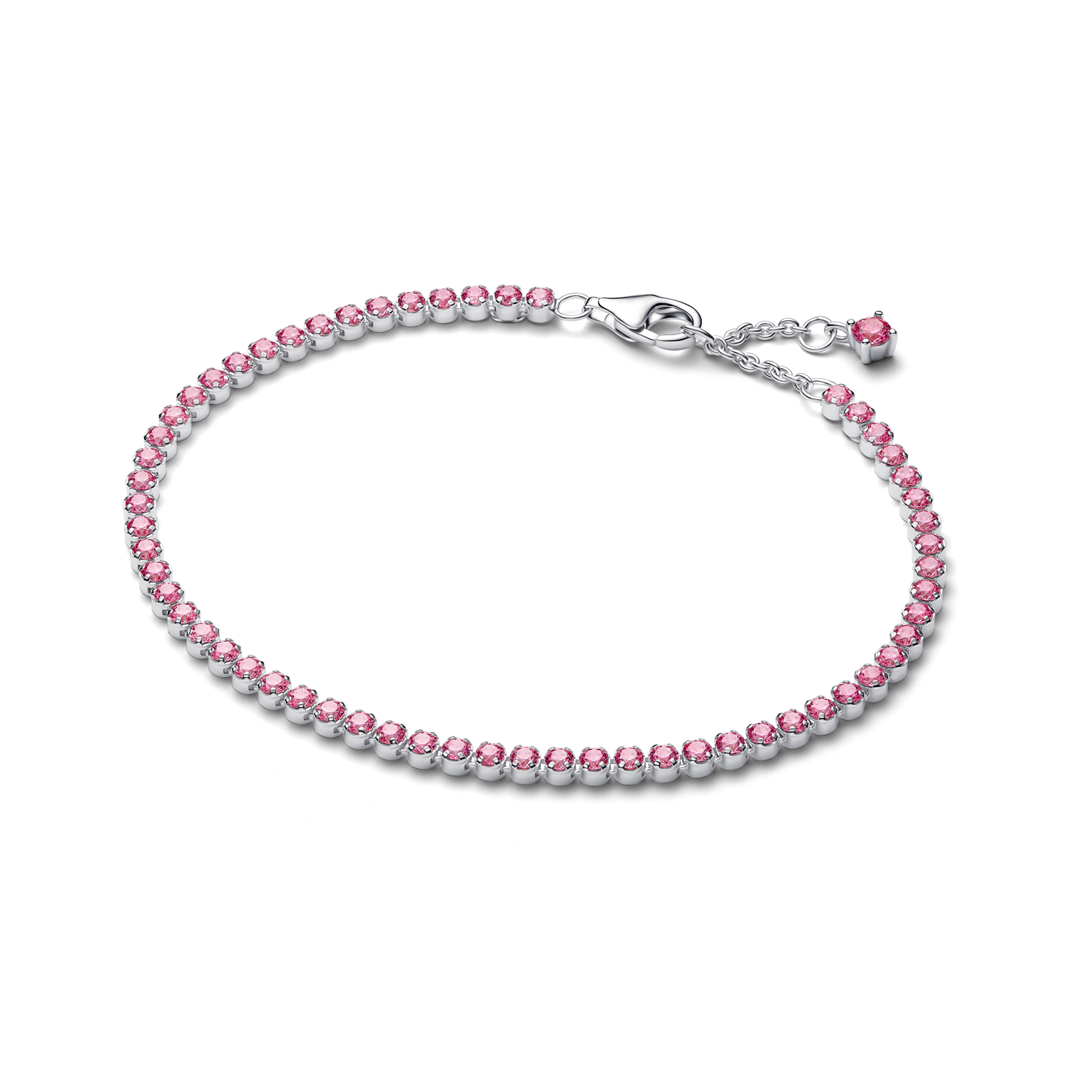 Pandora Timeless 925 Sterling Silver Small Pink Tennis Bracelet 593927C02-18