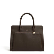 Isabel Bernard Honoré Nadine donkerbruine kalfsleren handtas met 13 inch laptopvak IB25110-031-13