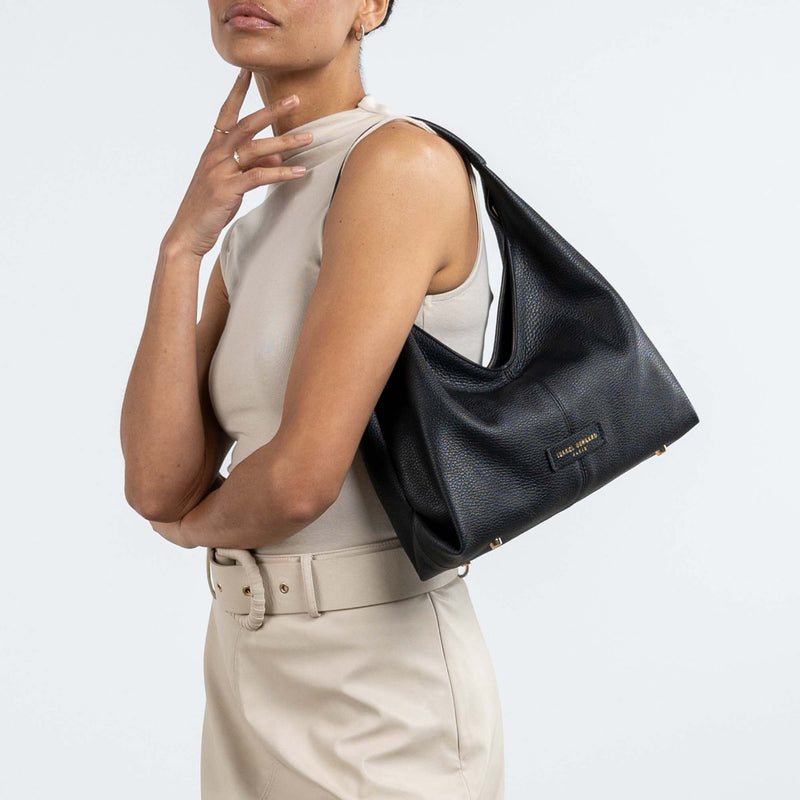 Isabel Bernard Honoré Grace mini zwarte leren handtas van kalfsleer IB21132-001-zoom-