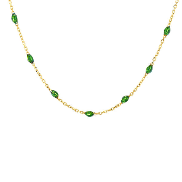 Ketting met Heldergroene Resin 14k goud