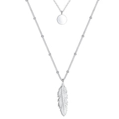 Elli 925 Sterling Silver Layered Link Chain Necklace with Moonstone 2004-BF-0007742-001