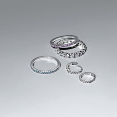 Pandora Timeless 925 Sterling Silver Sparkling Aquamarine Half-Eternity Band Ring 192999C03