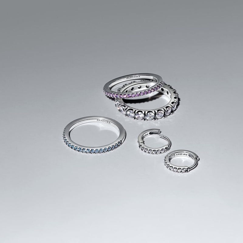 Pandora Timeless Sprankelende Aquamarine Half-Eternity Band Ring 192999C03-zoom-